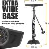 image:imageBV Bicycle Pump Durable Bike Floor Pump 1724 inch Smart Valve Head 160 psi Automatically Reversible Presta and SchraderBlack Full Size