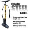 image:imageBV Bicycle Pump Durable Bike Floor Pump 1724 inch Smart Valve Head 160 psi Automatically Reversible Presta and SchraderHoney Yellow Full Size