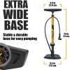 image:imageBV Bicycle Pump Durable Bike Floor Pump 1724 inch Smart Valve Head 160 psi Automatically Reversible Presta and SchraderHoney Yellow Full Size