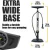 image:imageBV Bicycle Pump Durable Bike Floor Pump 1724 inch Smart Valve Head 160 psi Automatically Reversible Presta and SchraderSilver Full Size