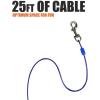 image:imageBV Dog Tie Out Cable 25 Feet  Heavy Duty Dog Lead Up to 250 Pounds  Reflective amp RustFree with Quick Release Swivel Clips amp 360 Rotating Clasp  TangleFree Dogs Runner for Yard Grey Single60lbs 25ft Blue
