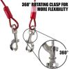 image:imageBV Dog Tie Out Cable 25 Feet  Heavy Duty Dog Lead Up to 250 Pounds  Reflective amp RustFree with Quick Release Swivel Clips amp 360 Rotating Clasp  TangleFree Dogs Runner for Yard Grey Single125lbs 30ft Red