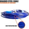 image:imageBV Dog Tie Out Cable 25 Feet  Heavy Duty Dog Lead Up to 250 Pounds  Reflective amp RustFree with Quick Release Swivel Clips amp 360 Rotating Clasp  TangleFree Dogs Runner for Yard Grey Single60lbs 25ft Blue