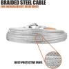 image:imageBV Dog Tie Out Cable 25 Feet  Heavy Duty Dog Lead Up to 250 Pounds  Reflective amp RustFree with Quick Release Swivel Clips amp 360 Rotating Clasp  TangleFree Dogs Runner for Yard Grey Single90lbs 25ft Silver