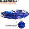 image:imageBV Dog Tie Out Cable 25 Feet  Heavy Duty Dog Lead Up to 250 Pounds  Reflective amp RustFree with Quick Release Swivel Clips amp 360 Rotating Clasp  TangleFree Dogs Runner for Yard Grey Single60lbs 25ft Blue