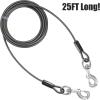 image:imageBV Dog Tie Out Cable 25 Feet  Heavy Duty Dog Lead Up to 250 Pounds  Reflective amp RustFree with Quick Release Swivel Clips amp 360 Rotating Clasp  TangleFree Dogs Runner for Yard Grey Single250lbs 25ft Grey