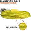 image:imageBV Dog Tie Out Cable 25 Feet  Heavy Duty Dog Lead Up to 250 Pounds  Reflective amp RustFree with Quick Release Swivel Clips amp 360 Rotating Clasp  TangleFree Dogs Runner for Yard Grey Single35lbs 25ft Yellow