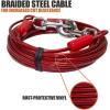 image:imageBV Dog Tie Out Cable 25 Feet  Heavy Duty Dog Lead Up to 250 Pounds  Reflective amp RustFree with Quick Release Swivel Clips amp 360 Rotating Clasp  TangleFree Dogs Runner for Yard Grey Single125lbs 30ft Red
