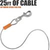 image:imageBV Dog Tie Out Cable 25 Feet  Heavy Duty Dog Lead Up to 250 Pounds  Reflective amp RustFree with Quick Release Swivel Clips amp 360 Rotating Clasp  TangleFree Dogs Runner for Yard Grey Single90lbs 25ft Silver