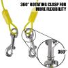 image:imageBV Dog Tie Out Cable 25 Feet  Heavy Duty Dog Lead Up to 250 Pounds  Reflective amp RustFree with Quick Release Swivel Clips amp 360 Rotating Clasp  TangleFree Dogs Runner for Yard Grey Single35lbs 25ft Yellow