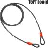 image:imageBV HeavyDuty 15FT Security Cable with Loops  10mm 38 Inch CutResistant Braided Steel Cable  Versatile amp Weatherproof  Security Chain for Padlock Chain Lock Wire LockPair