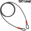image:imageBV HeavyDuty 15FT Security Cable with Loops  10mm 38 Inch CutResistant Braided Steel Cable  Versatile amp Weatherproof  Security Chain for Padlock Chain Lock Wire LockSingle