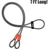 image:imageBV HeavyDuty 15FT Security Cable with Loops  10mm 38 Inch CutResistant Braided Steel Cable  Versatile amp Weatherproof  Security Chain for Padlock Chain Lock Wire LockSingle