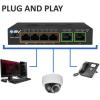 image:imageBVTech 6 Port PoE Switch 4 PoE Ports with 2 Ethernet Uplink and Extend Function  60W  8023at  1 High Power PoE Port Desktop Fanless Design  Plug amp Play  Sturdy Metal HousingMegabit2 Uplinks