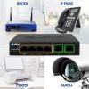 image:imageBVTech 6 Port PoE Switch 4 PoE Ports with 2 Ethernet Uplink and Extend Function  60W  8023at  1 High Power PoE Port Desktop Fanless Design  Plug amp Play  Sturdy Metal HousingGigabit2 Uplinks