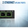 image:imageBVTech 6 Port PoE Switch 4 PoE Ports with 2 Ethernet Uplink and Extend Function  60W  8023at  1 High Power PoE Port Desktop Fanless Design  Plug amp Play  Sturdy Metal HousingGigabit2 Uplinks