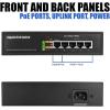 image:imageBVTech 6 Port PoE Switch 4 PoE Ports with 2 Ethernet Uplink and Extend Function  60W  8023at  1 High Power PoE Port Desktop Fanless Design  Plug amp Play  Sturdy Metal HousingPOESW501G
