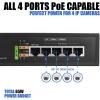 image:imageBVTech 6 Port PoE Switch 4 PoE Ports with 2 Ethernet Uplink and Extend Function  60W  8023at  1 High Power PoE Port Desktop Fanless Design  Plug amp Play  Sturdy Metal HousingPOESW501G
