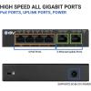 image:imageBVTech 6 Port PoE Switch 4 PoE Ports with 2 Ethernet Uplink and Extend Function  60W  8023at  1 High Power PoE Port Desktop Fanless Design  Plug amp Play  Sturdy Metal HousingGigabit2 Uplinks