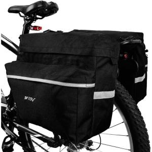 image:imageBV 26L Rear Bike Bag  Bike Saddle Bag with 4 Zippered Compartments amp Adjustable Hooks  WaterResistant Bike Bags for Bicycles with Reflective Trim Taillight Hanger amp Handle  Fits Most RacksBlack