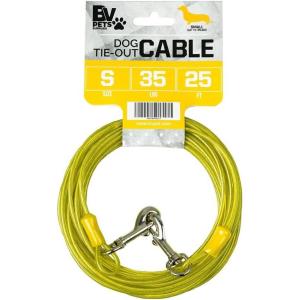 image:imageBV Dog Tie Out Cable 25 Feet  Heavy Duty Dog Lead Up to 250 Pounds  Reflective amp RustFree with Quick Release Swivel Clips amp 360 Rotating Clasp  TangleFree Dogs Runner for Yard Grey Single35lbs 25ft Yellow