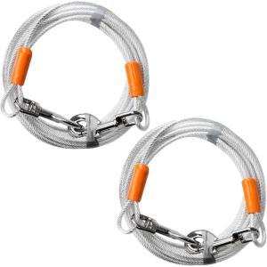 image:imageBV Dog Tie Out Cable 25 Feet  Heavy Duty Dog Lead Up to 250 Pounds  Reflective amp RustFree with Quick Release Swivel Clips amp 360 Rotating Clasp  TangleFree Dogs Runner for Yard Grey Single90lbs 25ft Silver