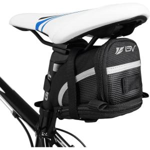 image:imageBV StrapOn Bike Bag with Reflective Material  Saddle Bag with Seperate Divider for Small Items for All Your Essentials  Bike Pouch with Taillight Hanger for Maximum SafetySmall